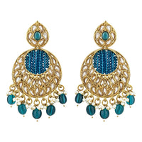 Etnico Gold Plated Traditional Handcrafted Kundan Pearl Chandbali Earrings For Women (E3176PG)