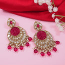 Etnico Gold Plated Traditional Handcrafted Kundan Pearl Chandbali Earrings For Women/Girls
