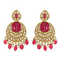 Etnico Gold Plated Traditional Handcrafted Kundan Pearl Chandbali Earrings For Women/Girls