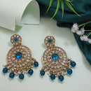 Etnico Gold Plated Traditional Handcrafted Kundan Pearl Floral Design Earrings For Women/Girls