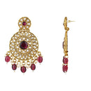 Etnico Gold Plated Traditional Handcrafted Kundan Pearl Floral Design Earrings For Women (E3177Wi)