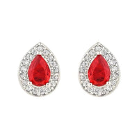 Etnico Stylish Latest Fashion Silver Plated CZ American Diamond Stud Earrings For Women (Red)
