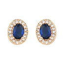 Etnico Stylish Latest Fashion Rose Gold Plated CZ American Diamond Oval Shape Stud Earrings for Women (Blue)