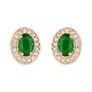Etnico Stylish Latest Fashion Rose Gold Plated CZ American Diamond Oval Shape Stud Earrings for Women (E3179G)