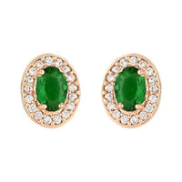 Etnico Stylish Latest Fashion Rose Gold Plated CZ American Diamond Oval Shape Stud Earrings for Women (E3179G)