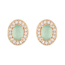 Etnico Stylish Latest Fashion Rose Gold Plated CZ American Diamond Oval Shape Stud Earrings for Women (Mint)