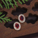 Etnico Timeless Crystal Accented CZ American Diamond Stud Earrings for Women/Girls
