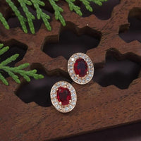 Etnico Timeless Crystal Accented CZ American Diamond Stud Earrings for Women/Girls