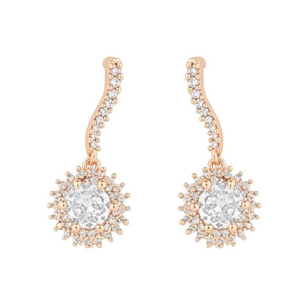 Etnico Stylish Latest Fashion Rose Gold Plated Cubic Zirconia Trendy Stud Earrings For Women (E3180RG)