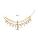 Etnico Gold Plated Traditional Layered Pearl Beaded Ear Chain with Stone Embellishments for Women