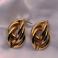 Etnico Latest Trendy Stylish Gold Plated Geometric Twisted Chunky Dangler Earrings for Women and Girls (E3193FL) (Style3)