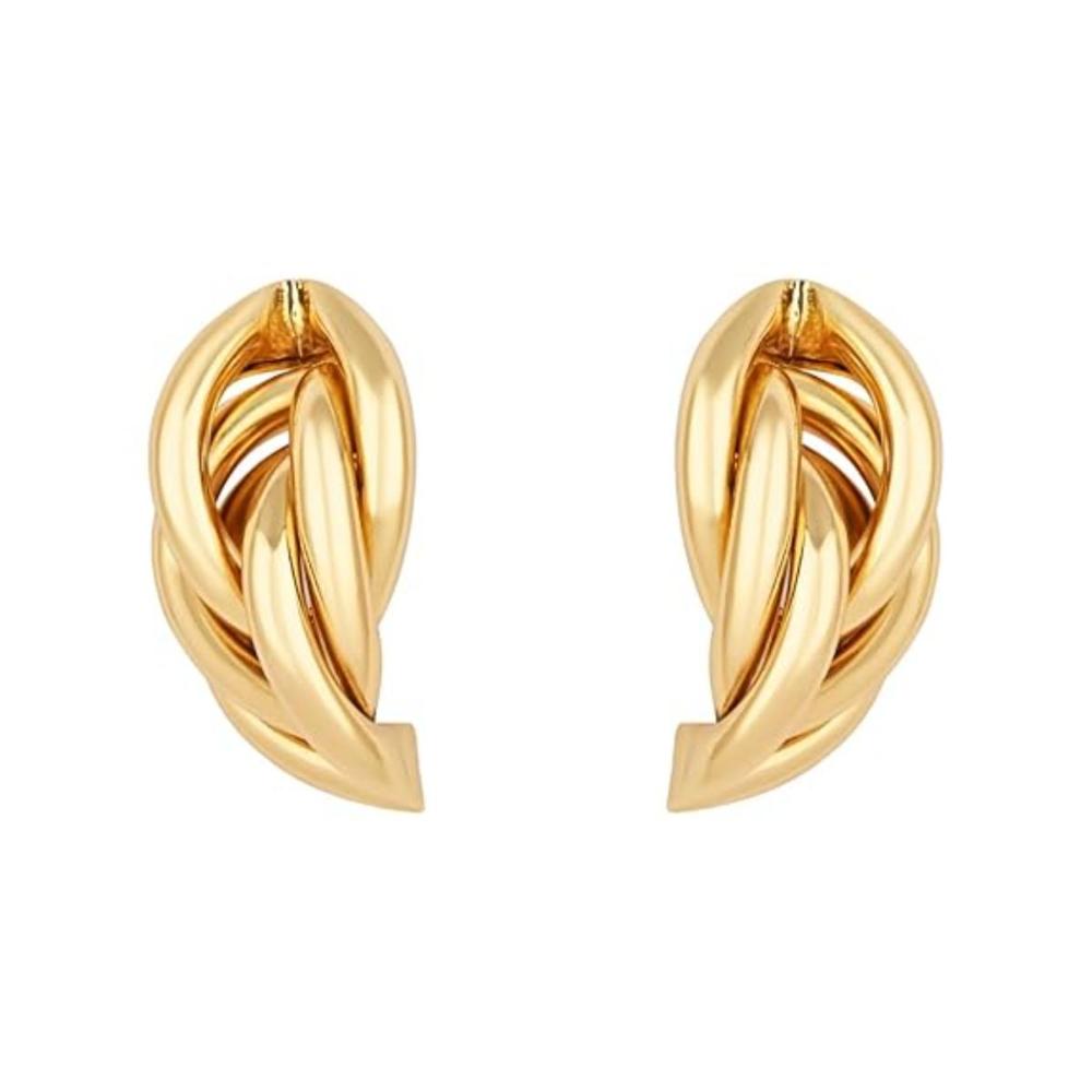 Etnico Latest Trendy Stylish Gold Plated Geometric Twisted Chunky Dangler Earrings for Women and Girls (E3193FL) (Style3)