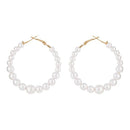Etnico Latest Fashion Stylish Gold Plated Lightweight Round Pearl Hoop Earrings For Women (E3198W) (Style9)
