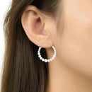 Etnico Latest Fashion Stylish Gold Plated Lightweight Round Pearl Hoop Earrings For Women (E3198W) (Style9)