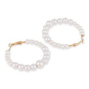Etnico Latest Fashion Stylish Gold Plated Lightweight Round Pearl Hoop Earrings For Women (E3198W) (Style9)