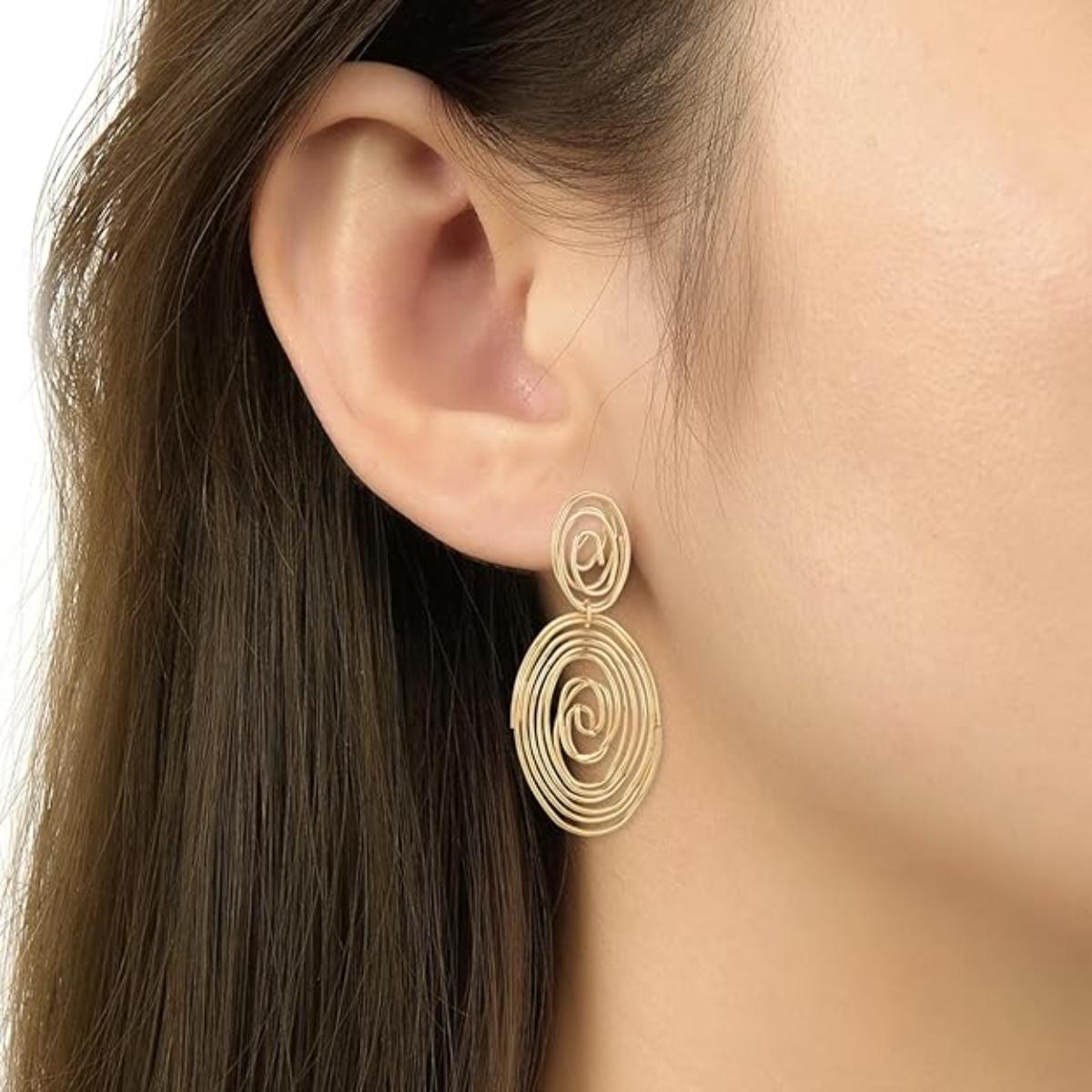Etnico Gold Plated Trendy Chunky Dangle Earrings For Women/Girls
