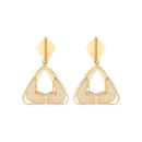 Etnico Latest Fashion Stylish Gold Plated Trendy Triangle Shape Chunky Dangler Earrings For Women