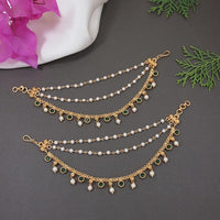 Etnico Gold Plated Traditional Kundan & Pearl Hair Chain/Ear chain Accessories with Hook for Women
