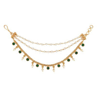 Etnico Gold Plated Traditional Kundan & Pearl Hair Chain/Ear chain Accessories with Hook for Women