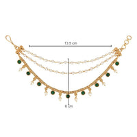 Etnico Gold Plated Traditional Kundan & Pearl Hair Chain/Ear chain Accessories with Hook for Women
