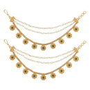 Etnico Gold Plated Traditional Pearl Layered Hair Chain/Ear chain Accessories with Hook for Women