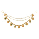 Etnico Gold Plated Traditional Pearl Layered Hair Chain/Ear chain Accessories with Hook for Women