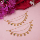 Etnico Gold Plated Traditional Flower Pearl Layered Hair Chain/Ear chain Accessories with Hook for Women