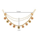 Etnico Gold Plated Traditional Flower Pearl Layered Hair Chain/Ear chain Accessories with Hook for Women