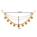 Etnico Gold Plated Traditional Flower Pearl Layered Hair Chain/Ear chain Accessories with Hook for Women