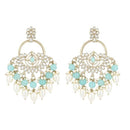 Etnico Gold Plated Traditional Handcrafted Kundan Pearl Chandbali Dangle Earrings for Women (E3221) (Sky Blue)