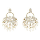 Etnico Gold Plated Traditional Handcrafted Kundan Pearl Chandbali Dangle Earrings for Women (E3221) (White)