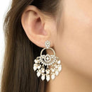 Etnico Gold Plated Traditional Handcrafted Kundan Pearl Chandbali Dangle Earrings for Women (E3221) (White)