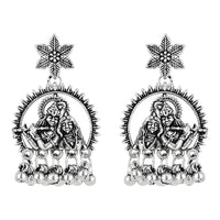 Etnico Navratri Silver Oxidised Afghani Boho Earrings For Women (Style 1)