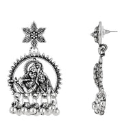 Etnico Navratri Silver Oxidised Afghani Boho Earrings For Women (Style 1)