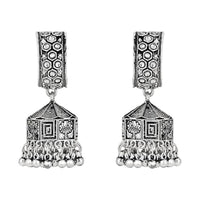 Etnico Silver Oxidised Jhumka Earrings For Women (E3235OX)