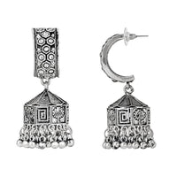 Etnico Silver Oxidised Jhumka Earrings For Women (E3235OX)