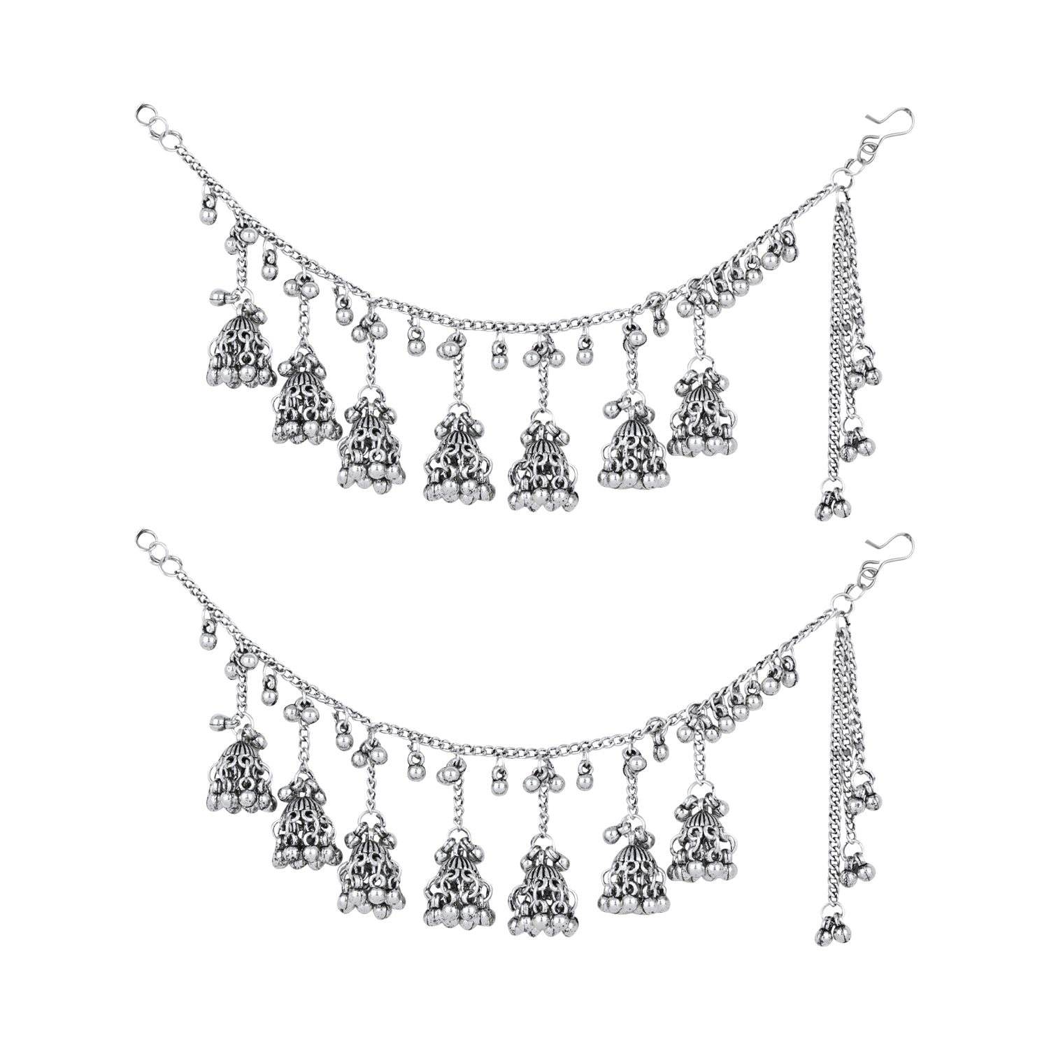 Etnico Traditional Ethnic Ghungroo Jhumka Hair Chain/Earchain For Women
