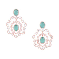 Etnico Rose Gold Plated Cubic Zirconia American Diamond Chandelier Earrings For Women (E3252Min)