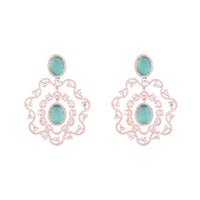 Etnico Rose Gold Plated Cubic Zirconia American Diamond Chandelier Earrings For Women (E3252Min)
