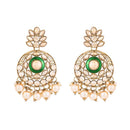 Etnico Gold Plated Traditional Meenakari Kundan & Pearl Chandbali Earrings For Women (E3255W)