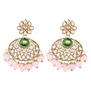 Etnico Gold Plated Traditional Meenakari Kundan & Pearl Chandbali Earrings For Women (E3256Pi)