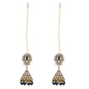 Etnico Gold Plated Traditional Kundan & Pearl Jhumka Earrings With Pearl Earchain For Women (E3257MO)