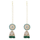 Etnico Gold Plated Traditional Kundan & Pearl Jhumka Earrings With Pearl Earchain For Women (E3263G)