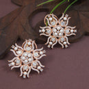 Etnico Rose Gold Plated Cubic Zirconia American Diamoand & Pearl Stud Earrings For Women (E3272RG)