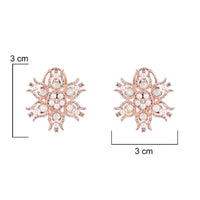 Etnico Rose Gold Plated Cubic Zirconia American Diamoand & Pearl Stud Earrings For Women (E3272RG)