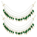 Etnico Gold Plated Traditional Pearl Layered Hair Chain/Earchain Accessories with Hook for Women