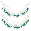 Etnico Gold Plated Traditional Pearl Layered Hair Chain/Earchain Accessories with Hook for Women 