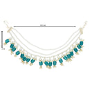 Etnico Gold Plated Traditional Pearl Layered Hair Chain/Earchain Accessories with Hook for Women