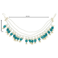 Etnico Gold Plated Traditional Pearl Layered Hair Chain/Earchain Accessories with Hook for Women