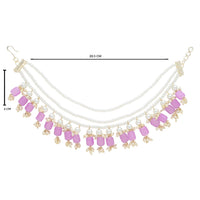 Etnico Gold Plated Traditional Pearl Layered Hair Chain/Earchain with Hook for Women